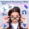 Little Pi 102pcs Frozen Princess Castle Magnetic Tiles Building Blocks - 3D Diamond Blocks, STEM Educational Toddler Toys for Pretend Play, 4 Year Old Girl Birthday Gifts Kids Ages 3 5 6 7 8 - Blue view 3