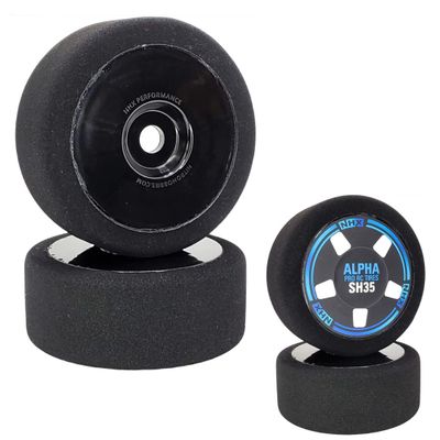 NHX RC 1/8 Alpha SH35 Black Pre-Glued Foam Tires/Wheels 104mm (2)