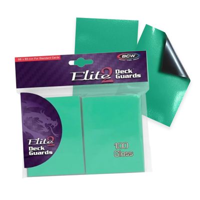 BCW Elite2 Glossy Card Sleeves  Seafoam | Crystal-Clear Front | Textured Back | Fits 2.5" x 3.5" Cards - 100 Ct