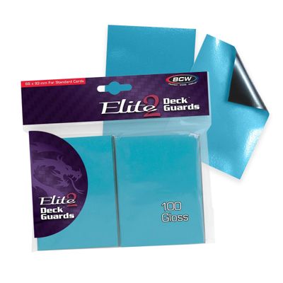 BCW Elite2 Glossy Card Sleeves  Azure | Crystal-Clear Front | Textured Back | Fits 2.5" x 3.5" Cards - 100 Ct