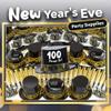 Crown Display New Years Eve Party Supplies 2026 I 250 Pcs I Black and Gold Top Hats Tiaras Bead Necklace Noise Makers I 2026 New Years Decorations Happy New Year Decorations 2026 Bulk Party Favors view 2