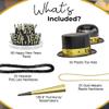 Crown Display New Years Eve Party Supplies 2026 I 250 Pcs I Black and Gold Top Hats Tiaras Bead Necklace Noise Makers I 2026 New Years Decorations Happy New Year Decorations 2026 Bulk Party Favors view 4