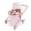 LullaBaby BABI by Battat  Baby Doll Double Stroller Mini Gold Stars  Foldable Canopy, Swivel Wheels, Storage Basket  Pink Carriage Fits Twin 14-inch Dolls  Childrens Toys for Kids Ages 3+ view 3