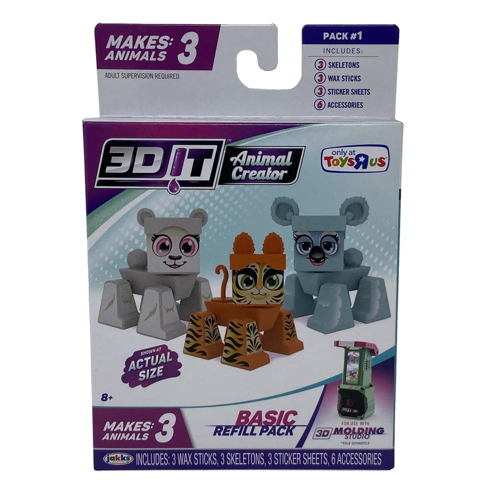 3DIT Animal Creator Basic Refill Pack - Makes 3 Animals ~ for Use with 3D Molding Studio (Sold Separately)