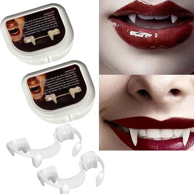 Anshka Retractable Halloween Vampire Fangs,Retractable Braces,Realistic Reusable Vampire Fangs,Fake False Teeth for Themed Party, Cosplay (2pcs)