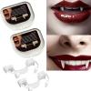 Anshka Retractable Halloween Vampire Fangs,Retractable Braces,Realistic Reusable Vampire Fangs,Fake False Teeth for Themed Party, Cosplay (2pcs) view 1