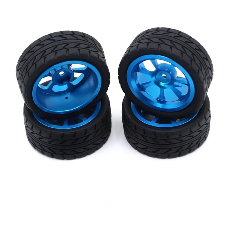 for Wltoys 144001 144010 124016 124017 124019 124018 RC Car Parts 65mm Metal Wheel Rim + High Grip Rubber Tires Tyres ( Color : Blue )