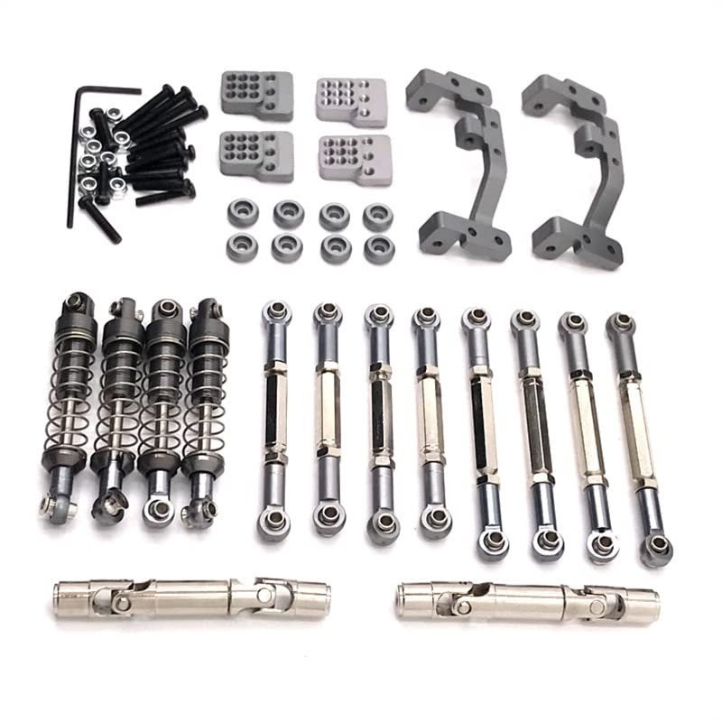 BAIJAC Compatible with Feiyu FY003-5A WPL Model C14 C24 1/16 RC Car Metal Upgrade Parts, Tie Rods, Drive Shafts, Shock Absorbers etc. Modified Parts (Color : Gray)