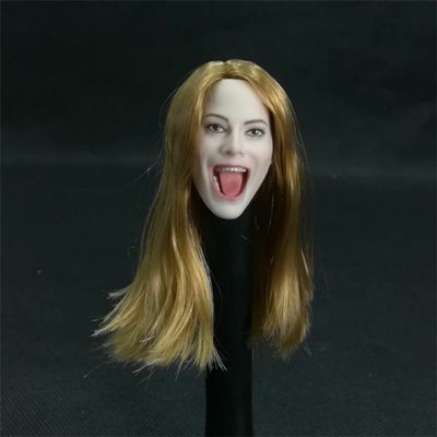 Fremego 1/6 Scale Female Head Sculpt,Female Pale Skin Open Mouth Expression Head Carved for 12inch Action Figure Body (A)