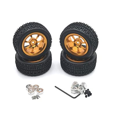 BAIJAC Compatible with WLtoys/ WPL Model/ MN Model/ LC /HL etc. RC Car Metal Upgrade Modified Parts Set of Wheels & Tires Multiple ( Color : Gold )
