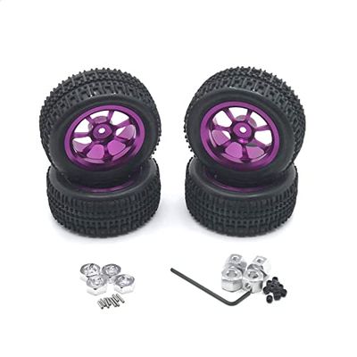 BAIJAC Compatible with WLtoys/ WPL Model/ MN Model/ LC /HL etc. RC Car Metal Upgrade Modified Parts Set of Wheels & Tires Multiple ( Color : Purple )