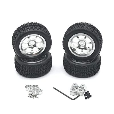 BAIJAC Compatible with WLtoys/ WPL Model/ MN Model/ LC /HL etc. RC Car Metal Upgrade Modified Parts Set of Wheels & Tires Multiple ( Color : Silver )