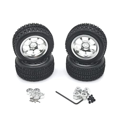 BAIJAC Compatible with WLtoys/ WPL Model/ MN Model/ LC /HL etc. RC Car Metal Upgrade Modified Parts Set of Wheels & Tires Multiple ( Color : Silver )