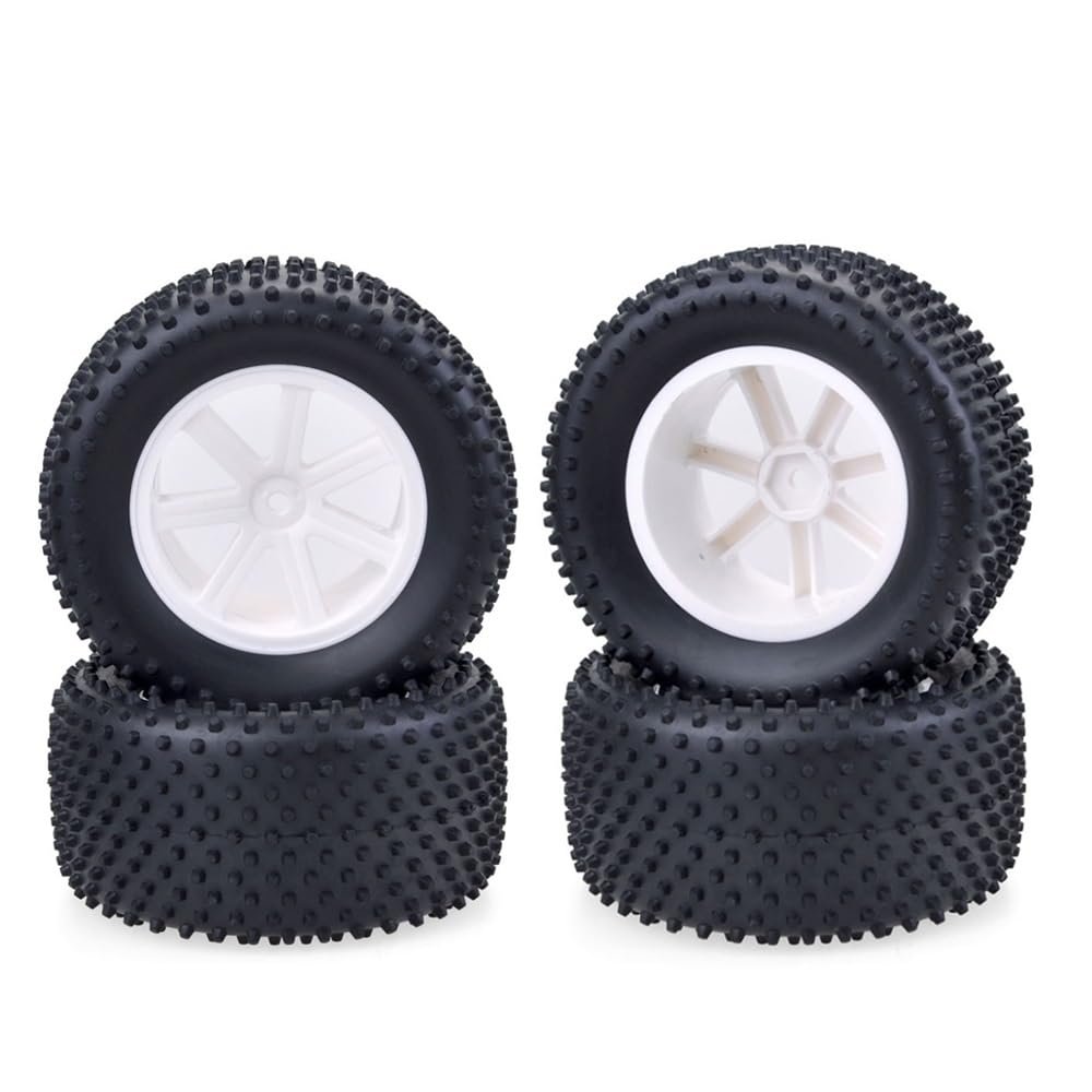 4PCS 110mm Small Nail Tires Wheels 12mm Hub Hex for 1/10 ZD Racing Tamiya DHK 8135 Wltoys RC Desert Buggy Short Course Truck Car ( Color : White )