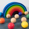 MERRYHEART 1.8 Inch Montessori Wooden Rainbow Balls, Colorful/Pastel/Natural Wooden Ball Toys for Toddler & Baby Grasping, Preschool Learning Material, Educational Counting Toy - 6 Pcs view 4