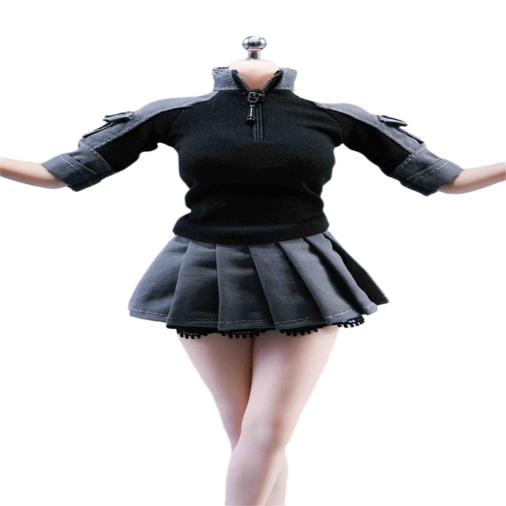 1/6 Scale Female Clothes,Female Combat Uniform Shirt Skirt Clothes Set for 12inch Soldier Action Figure Body Doll (E)