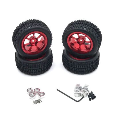 BAIJAC Compatible with WLtoys/ WPL Model/ MN Model/ LC /HL etc. RC Car Metal Upgrade Modified Parts Set of Wheels & Tires Multiple ( Color : Red )