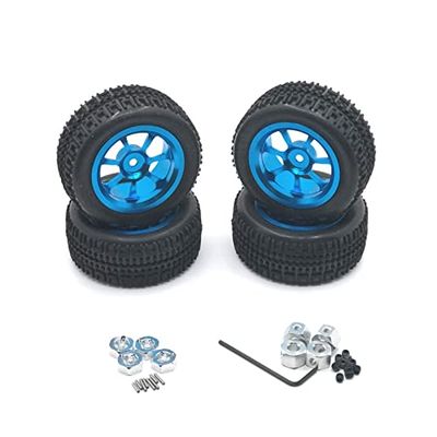 Compatible with WLtoys/ WPL Model/ MN Model/ LC /HL etc. RC Car Metal Upgrade Modified Parts Set of Wheels & Tires Multiple ( Color : Blue )