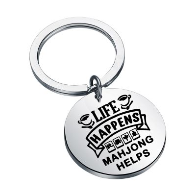 MYOSPARK Mahjong Gift Mahjong Lover Gift Mahjong Jewelry for Mahjong Player Life Happens Mahjong Helps Keychain (Mahjong KC)