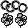 14 Pcs Car Decorations Racing Cars Birthday Party Supplies 4 Tire Tube Swim Ring Inflatable Tire Floats for Pool with 10 Balloons 18 Inch Race Balloons for Birthday Party (Wheel Style) view 1