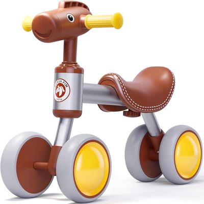 PerKidern Baby Balance Bike for 1-2 Year Old Boy Girl, Unique Horse Design, for 12-24 Months, 4 Wheels Toddler Balance Bike, Baby Bike 1+ Years Boys & Girls First Birthday Gifts