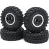 HOBBYSOUL Adjustable Offset 1.0 rc Wheels Rims Silver Black & 1/24 Tires, Heavy 1.0 Beadlock Wheels and Tires for 1:24 RC Crawler Axial SCX24 Upgrade,(4-Pack, Assembled) view 1