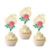 24 PCS Pumpkin Cupcake Toppers Glitter Fall Theme Leaves 3D Flower Pumpkin Cupcake Picks Thanksgiving Halloween Cake Decorations for Pumpkin Theme Baby Shower Birthday Party White view 1