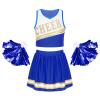 Aislor Girls Cheer Leader Costume Cheerleading Uniform Outfit with 2 Pom Poms Halloween Cosplay Carnival Fancy Dress Up Blue 16 Years view 1