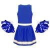 Aislor Girls Cheer Leader Costume Cheerleading Uniform Outfit with 2 Pom Poms Halloween Cosplay Carnival Fancy Dress Up Blue 16 Years view 2