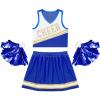Aislor Girls Cheer Leader Costume Cheerleading Uniform Outfit with 2 Pom Poms Halloween Cosplay Carnival Fancy Dress Up Blue 16 Years view 3