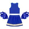 Aislor Girls Cheer Leader Costume Cheerleading Uniform Outfit with 2 Pom Poms Halloween Cosplay Carnival Fancy Dress Up Blue 16 Years view 4