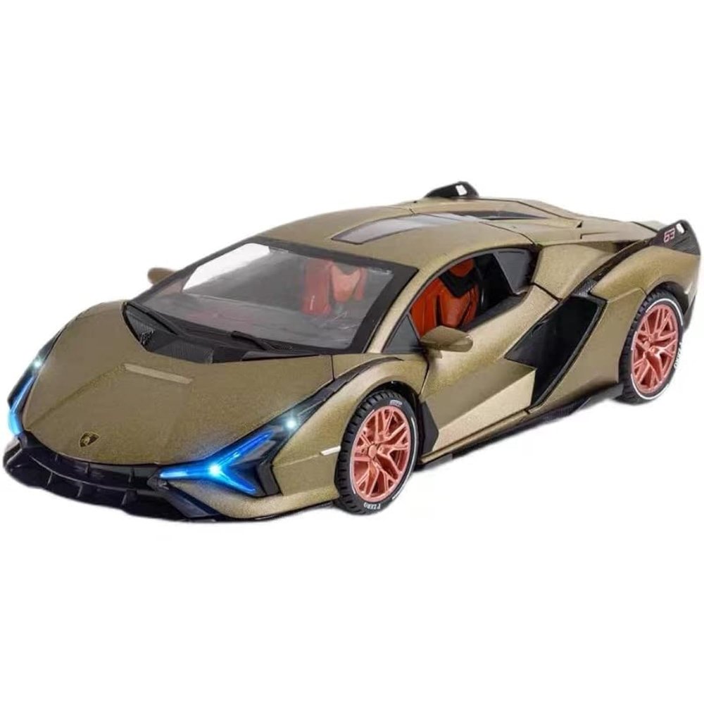 SASBSC Lamb Toy Cars Sian Diecast Metal Model Car with Light and Sound Fkp3 Pull Back Car Toys for 3+ Year Old Boys (Green-1 24)