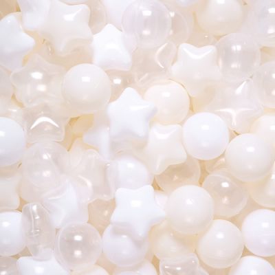 Realhaha Ball Pit Balls 100 PCS, Star Shapes for Babies Kids Playpen Plastic Balls for Babies Ball Pool Puppy Playballs, Beige White Clear