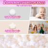 Realhaha Ball Pit Balls 100 PCS, Star Shapes for Babies Kids Playpen Plastic Balls for Babies Ball Pool Puppy Playballs, Beige White Clear view 4