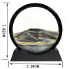 SANDCLE Moving Sand Art Picture - Sand Art Liquid Motion 3D Deep Sea Sandscape, Round Glass Frame Display Flowing Sand Relaxing Toy for Desktop Home Office Work Ocean Decor(Black, 7") view 2
