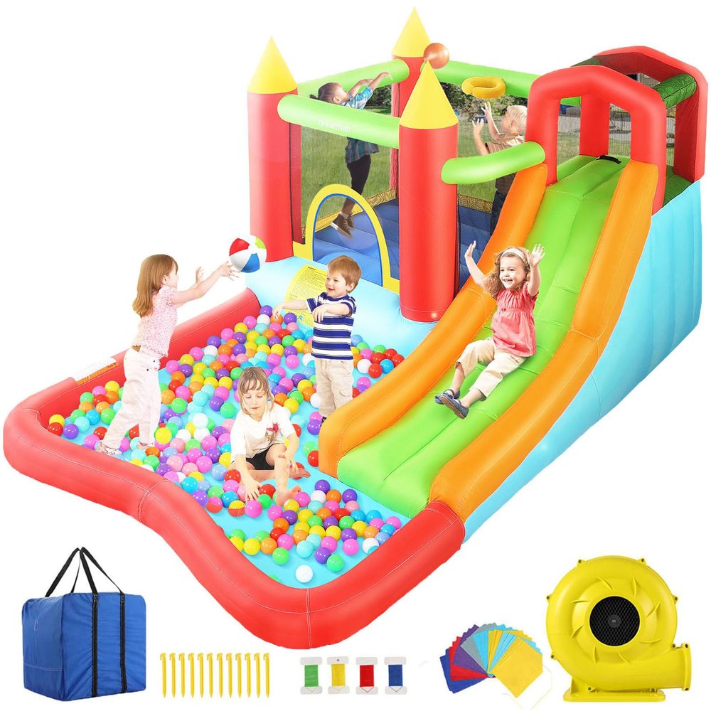 AKEYDIY Inflatable Bounce House,Large Bounce Castle with Blower for Kids and Toddlers, Inflatable Bouncers W/Long Slide &Jump,13 x 12ft Bounce House Combo for Kids Gift Indoor Backyard