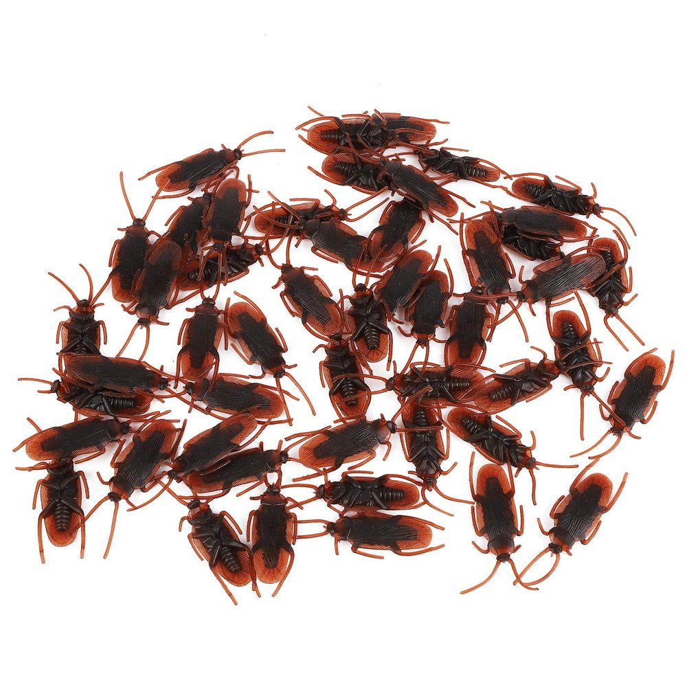 100PCS Fake Cockroach Toy, Prank Fake Roaches, Novelty Plastic Cockroach Toys Look Real, Scary gogga Plastic insect  for Halloween, Party Decoration, April Fool's Day, Prank Fake Roaches