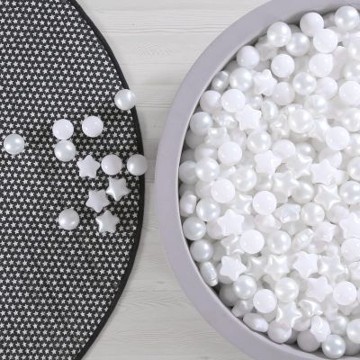 GOGOSO Ball Pit Balls for Toddler, Baby Plastic Playballs Kids Soft Pastel Pelotas Non-Toxic BPA-Free, Pearl White+White Star Balls,100 Balls