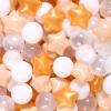 GOGOSO Ball Pit Balls with Starballs 100 - Crushproof Plasticballs for Babies Toddlers Kids Children for 1 2 3 4 5 Years Old,5 Colors,2.15inches, Beige Gold White Clear view 1