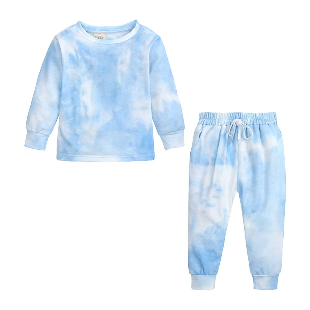 AnFeng Kids Toddler Boy Girls Clothes Sports Casual Tie Dye Prints Long Sleeves Girls Long Sleeve Clothing (Blue, 9-12 Months)