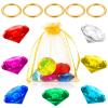 ZCYSRLQIN 12 Pcs Gold Round Ring Set Acrylic Diamond Gemstone Jewelry Alloy Halloween Party Hunting Cake Ornament Gift Bag Blue Hedgehog Power Ring (Classical Style) view 1