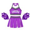 Agoky School Girls Cheer Leader Team Uniform Cheerleading Dance Costume Pleated Skirt Set with Pompoms Musical Party Outfit Purple 14 Years view 3