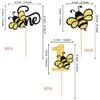 24 PCS Bumble Bee One Cupcake Toppers Black and Gold Glitter Number 1 Bee Cupcake Picks First Birthday Cake Decorations for Baby Shower Kids 1st Birthday Party Supplies view 2