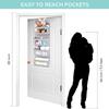 Vesta Baby Nursery Over Door Hanging Organizer with Metal Hooks | 4 Large Clear Window Pocket Storage for Kids Room, Bathroom, Closet | Gray Star Fabric Caddy for Diapers, Toys, Cosmetics, Clothes view 3