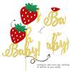 1 PCS Strawberry Oh Baby Cake Topper Glitter Baby Shower Strawberry Cake Pick Decorations for Fruit Theme Gender Reveal Baby Shower Kids Birthday Party Supplies Gold view 3