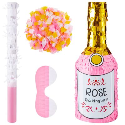 Lewtemi Champagne Tea Pot Piata for Birthday Party Colorful Piata with Stick, Blindfold, Confetti for Adults Birthday Baby Shower Party Supplies