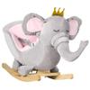 Qaba Baby Rocking Horse Elephant Rocking Chair Toddler Rocker Toy with Sound Wooden Base Seat Safety Belt for 1.5-3 Year Old, Gray view 1