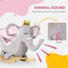 Qaba Baby Rocking Horse Elephant Rocking Chair Toddler Rocker Toy with Sound Wooden Base Seat Safety Belt for 1.5-3 Year Old, Gray view 4