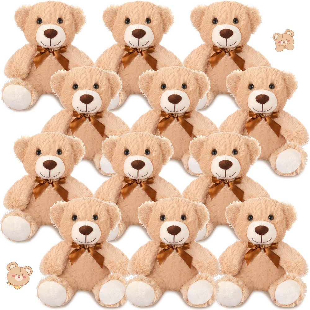 Zhanmai 12 Pcs 14 Inch Valentine's Day Bear Stuffed Animal Bulk Gifts Bulk Soft Plush Stuffed Bear for Bridal Anniversary Centerpiece Baby Shower Party Favor