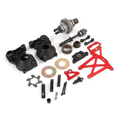 Greendhat Differential Transmission Gear Box Complete & Brake Disc /Pad Kit for 1/5 HPI Rofun Rovan KM Baja 5B 5T 5SC ( Color : Red )